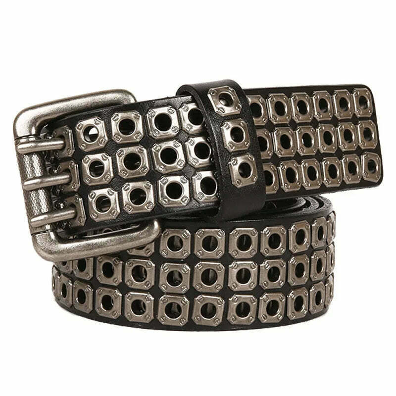 Y2K Aesthetic Leather Rivet Studded Belt for Women - Coquette Grunge Style Cargo Skirt Accessory Y2K Aesthetic Leather Rivet Studded Belt for Women - Coquette Grunge Style Cargo Skirt Accessory
