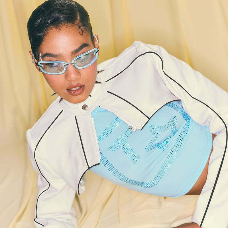 Y2K Aesthetic Leather Short Jacket: Coquette & Grunge Style, Cute Tops, Cargo Skirt, Pastel Goth