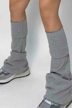 Y2K Aesthetic Leg Warmer in Solid Color Patchwork for Women's Fashion