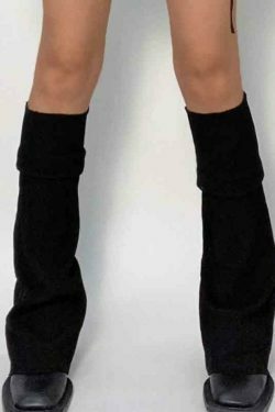 Y2K Aesthetic Leg Warmer in Solid Color Patchwork for Women's Fashion