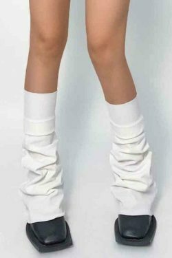 Y2K Aesthetic Leg Warmer in Solid Color Patchwork for Women's Fashion