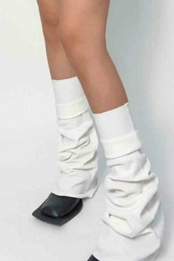 Y2K Aesthetic Leg Warmer in Solid Color Patchwork for Women's Fashion