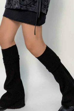 Y2K Aesthetic Leg Warmer in Solid Color Patchwork for Women's Fashion