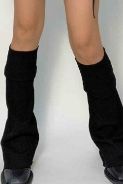 Y2K Aesthetic Leg Warmer in Solid Color Patchwork for Women's Fashion