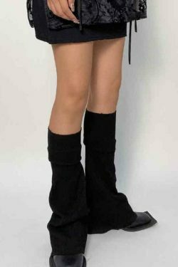 Y2K Aesthetic Leg Warmer in Solid Color Patchwork for Women's Fashion