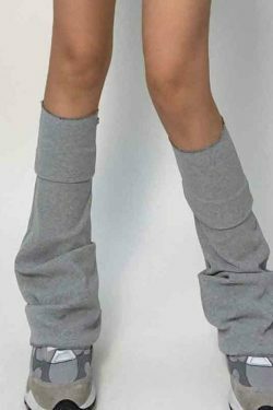 Y2K Aesthetic Leg Warmer in Solid Color Patchwork for Women's Fashion