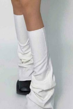 Y2K Aesthetic Leg Warmer in Solid Color Patchwork for Women's Fashion