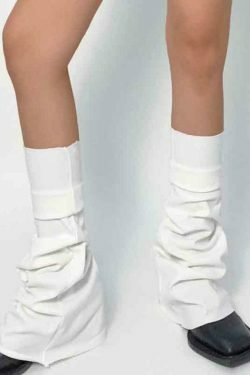 Y2K Aesthetic Leg Warmer in Solid Color Patchwork for Women's Fashion