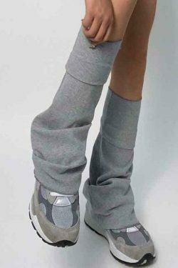 Y2K Aesthetic Leg Warmer in Solid Color Patchwork for Women's Fashion