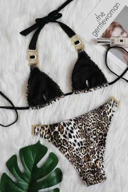 Y2K Aesthetic Leopard Swimsuit with Low Waist and Split Design - Coquette Fashion for Women