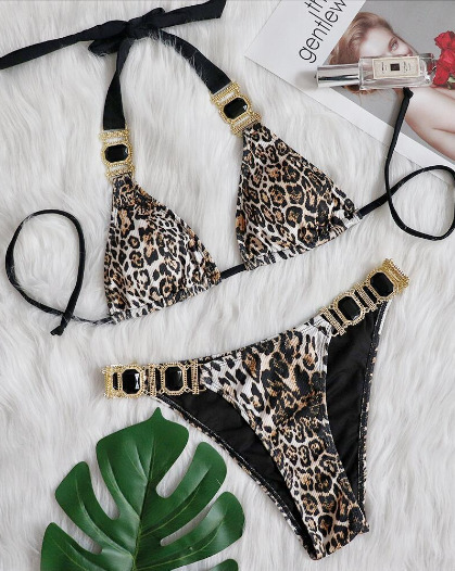 Y2K Aesthetic Leopard Swimsuit with Low Waist and Split Design - Coquette Fashion for Women