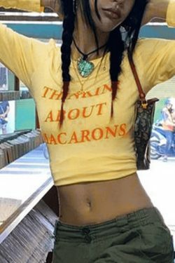 Y2K Aesthetic Letter Print Crop Tee: Coquette & Grunge Style, Cute Tops, Pastel Goth, Cargo Skirt