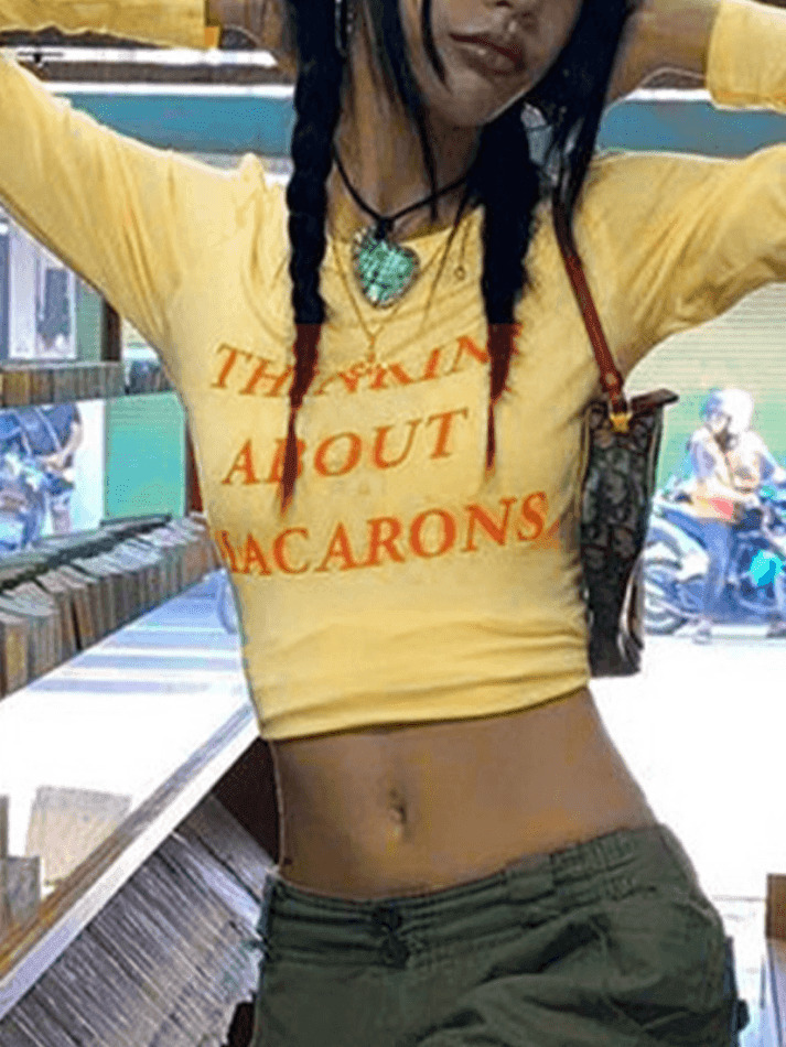 Y2K Aesthetic Letter Print Crop Tee: Coquette & Grunge Style, Cute Tops, Pastel Goth, Cargo Skirt Y2K Aesthetic Letter Print Crop Tee: Coquette & Grunge Style, Cute Tops, Pastel Goth, Cargo Skirt