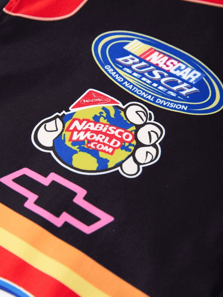 Y2K Aesthetic Logo Graphic Oversized Varsity Jacket for Women - Coquette & Grunge Style Fashion