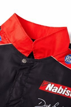 Y2K Aesthetic Logo Graphic Oversized Varsity Jacket for Women - Coquette & Grunge Style Fashion