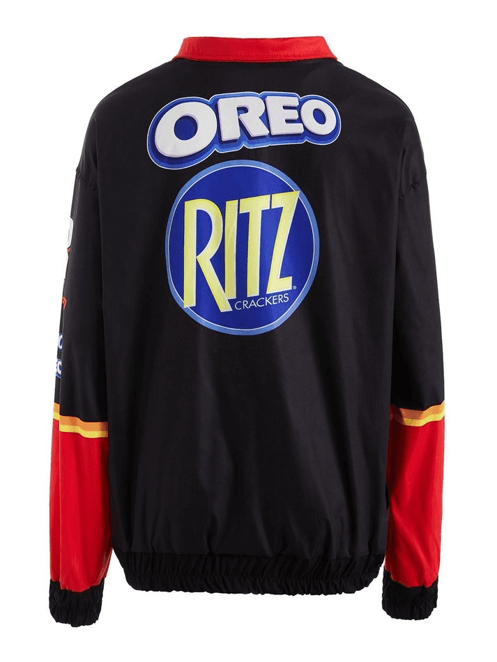 Y2K Aesthetic Logo Graphic Oversized Varsity Jacket for Women - Coquette & Grunge Style Fashion