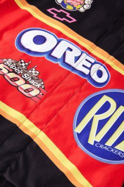 Y2K Aesthetic Logo Graphic Oversized Varsity Jacket for Women - Coquette & Grunge Style Fashion