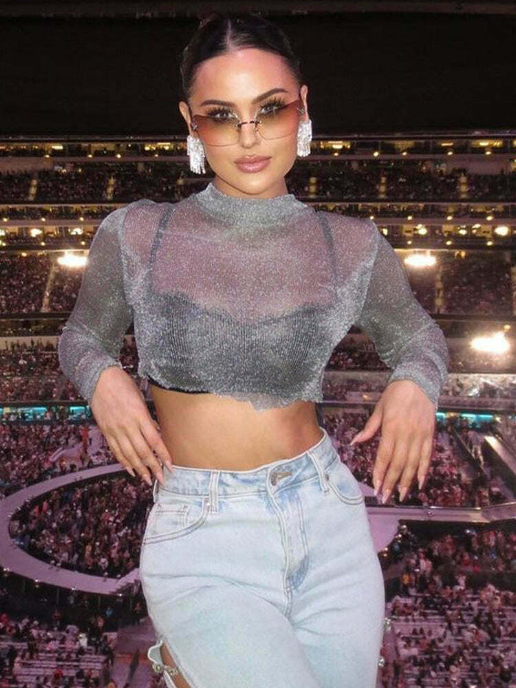 Y2K Aesthetic Long-Sleeve Crop Top: Coquette Style Navel-Baring Tee for Women's Fashion Y2K Aesthetic Long-Sleeve Crop Top: Coquette Style Navel-Baring Tee for Women's Fashion