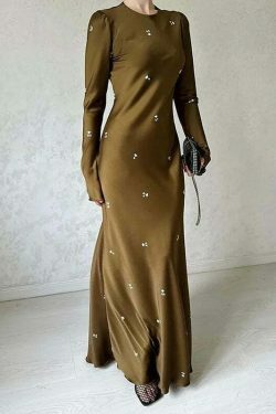 Y2K Aesthetic Long-Sleeved Belt Slimming Hip Dress - Coquette Grunge with Pastel Goth Vibes