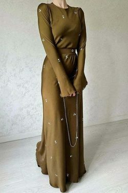 Y2K Aesthetic Long-Sleeved Belt Slimming Hip Dress - Coquette Grunge with Pastel Goth Vibes