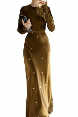 Y2K Aesthetic Long-Sleeved Belt Slimming Hip Dress - Coquette Grunge with Pastel Goth Vibes