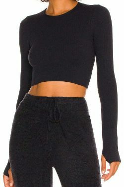 Y2K Aesthetic Long-Sleeved Threaded Yoga Belt Chest Pad Top - Coquette Grunge Style