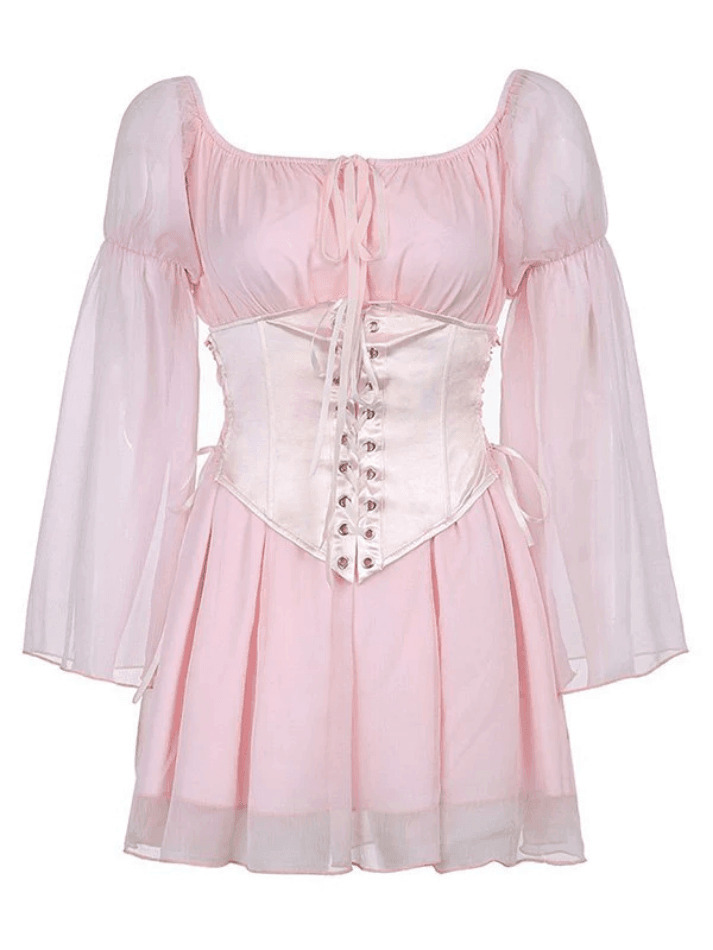 Y2K Aesthetic Long Sleeve Corset Mini Dress - Coquette Style for Women's Fashion Y2K Aesthetic Long Sleeve Corset Mini Dress - Coquette Style for Women's Fashion