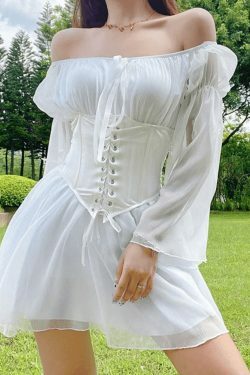 Y2K Aesthetic Long Sleeve Corset Mini Dress - Coquette Style for Women's Fashion