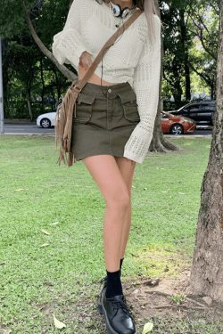 Y2K Aesthetic Long Sleeve Hollow Crochet Knit Crop Top