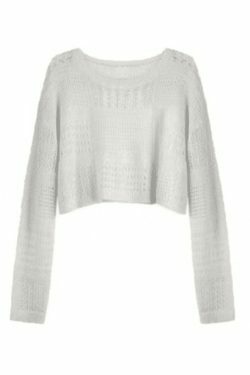 Y2K Aesthetic Long Sleeve Hollow Crochet Knit Crop Top