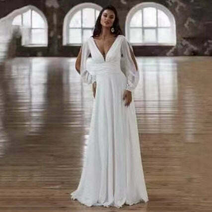 Y2K Aesthetic Long Sleeve V-neck Light Elegant Dress for Women - Coquette Style Grunge Fashion Y2K Aesthetic Long Sleeve V-neck Light Elegant Dress for Women - Coquette Style Grunge Fashion