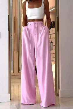 Y2K Aesthetic Loose Pink Cargo Pant with White Crop Top - Coquette Fashion for Women