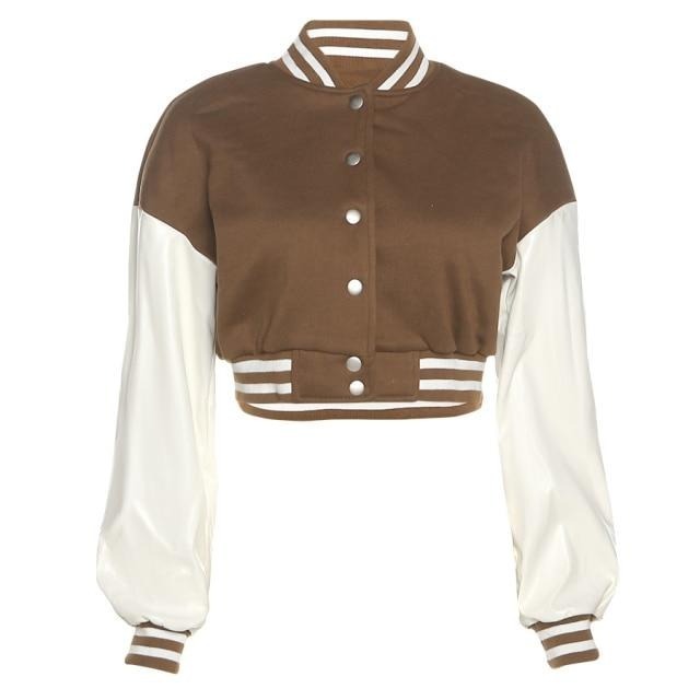 Y2K Aesthetic Lora Oversize Crop Patchwork Baseball Jacket