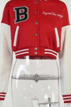 Y2K Aesthetic Lora Oversize Crop Patchwork Baseball Jacket