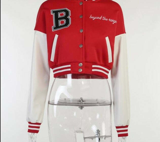 Y2K Aesthetic Lora Oversize Crop Patchwork Baseball Jacket