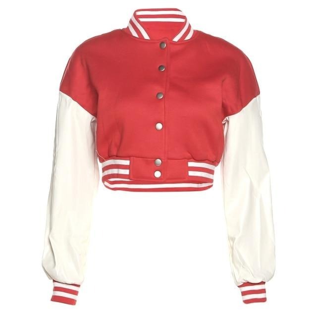 Y2K Aesthetic Lora Oversize Crop Patchwork Baseball Jacket