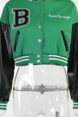 Y2K Aesthetic Lora Oversize Crop Patchwork Baseball Jacket