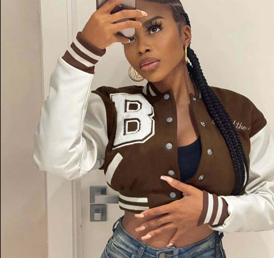 Y2K Aesthetic Lora Oversize Crop Patchwork Baseball Jacket