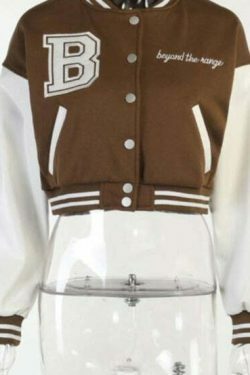 Y2K Aesthetic Lora Oversize Crop Patchwork Baseball Jacket