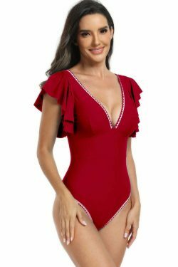 Y2K Aesthetic Lotus Leaf Bikini One-Piece Swimsuit