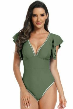 Y2K Aesthetic Lotus Leaf Bikini One-Piece Swimsuit