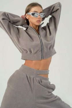 Y2K Aesthetic Lounge Set: Coquette Style Cargo Skirt & Comfy Hoodie for Women - Grunge Fashion