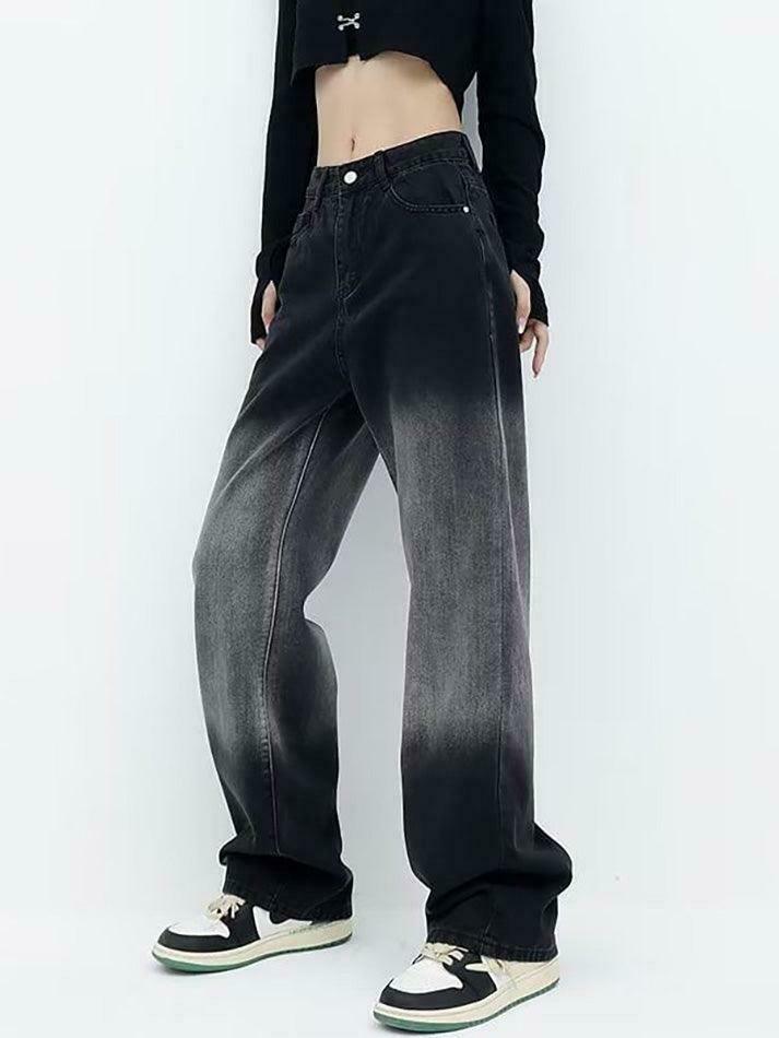 Y2K Aesthetic Low Waist Wide-Leg Jeans in Washed Denim Y2K Aesthetic Low Waist Wide-Leg Jeans in Washed Denim