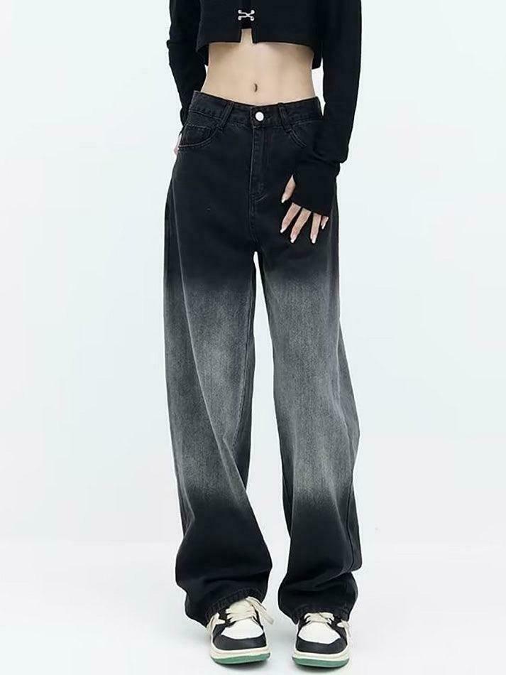 Y2K Aesthetic Low Waist Wide-Leg Jeans in Washed Denim Y2K Aesthetic Low Waist Wide-Leg Jeans in Washed Denim