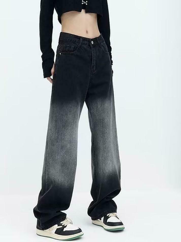 Y2K Aesthetic Low Waist Wide-Leg Jeans in Washed Denim Y2K Aesthetic Low Waist Wide-Leg Jeans in Washed Denim