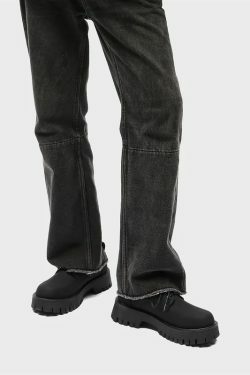 Y2K Aesthetic Matte Black Chunky Derby Shoes - Coquette Style Grunge Fashion Statement