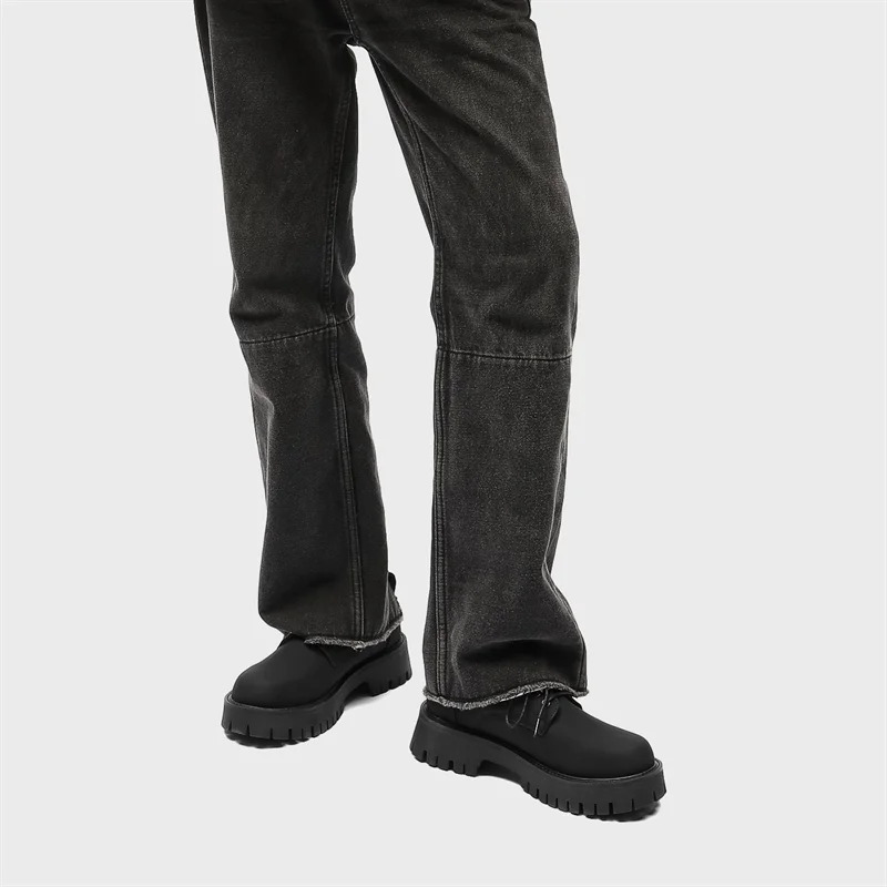 Y2K Aesthetic Matte Black Chunky Derby Shoes - Coquette Style Grunge Fashion Statement Y2K Aesthetic Matte Black Chunky Derby Shoes - Coquette Style Grunge Fashion Statement