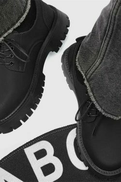 Y2K Aesthetic Matte Black Chunky Derby Shoes - Coquette Style Grunge Fashion Statement