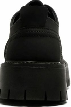 Y2K Aesthetic Matte Black Chunky Derby Shoes - Coquette Style Grunge Fashion Statement