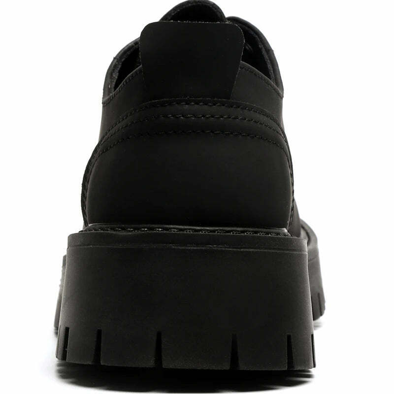 Y2K Aesthetic Matte Black Chunky Derby Shoes - Coquette Style Grunge Fashion Statement Y2K Aesthetic Matte Black Chunky Derby Shoes - Coquette Style Grunge Fashion Statement